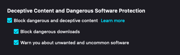 Disable Safe Browsing