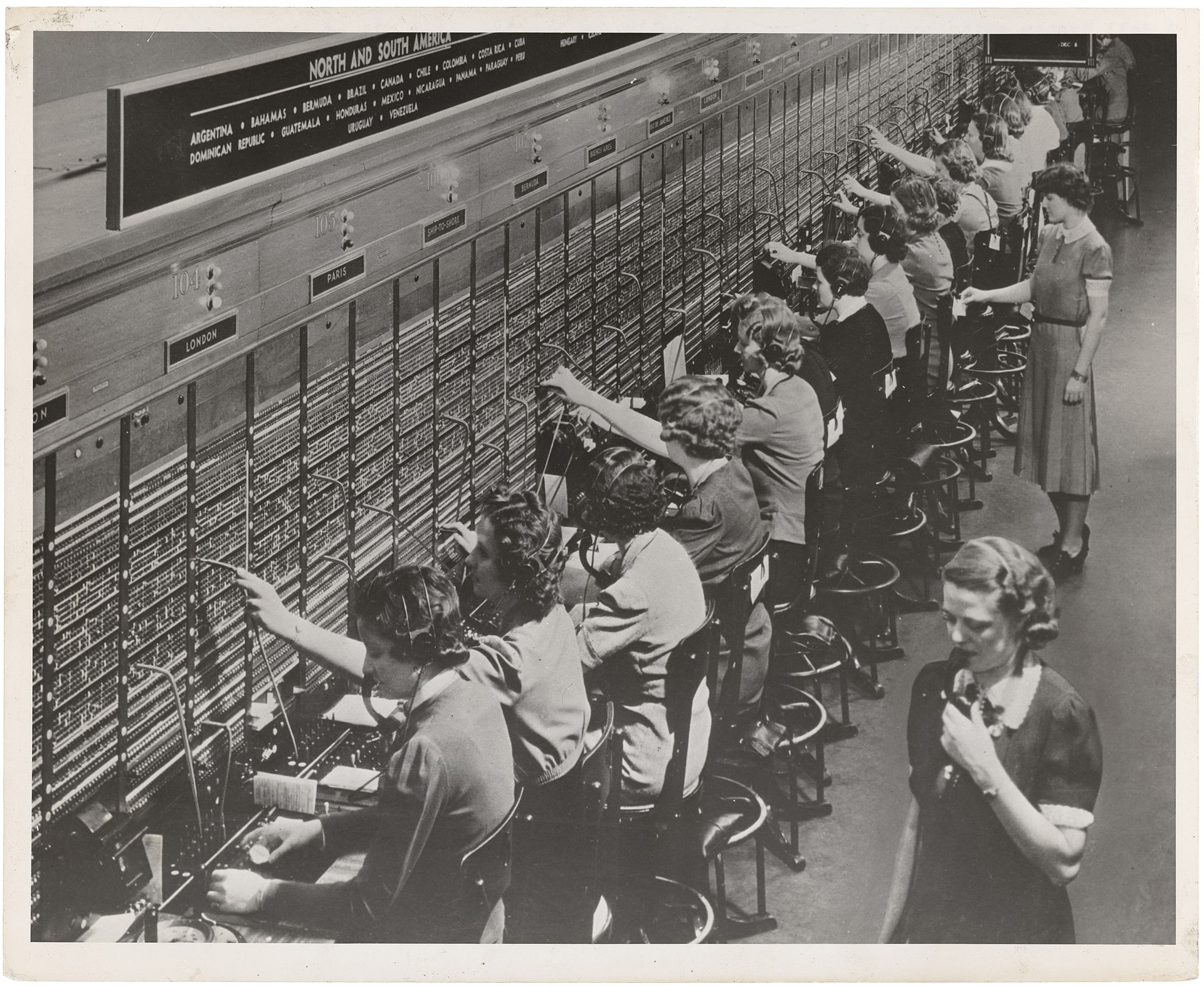 A telephone switchboard