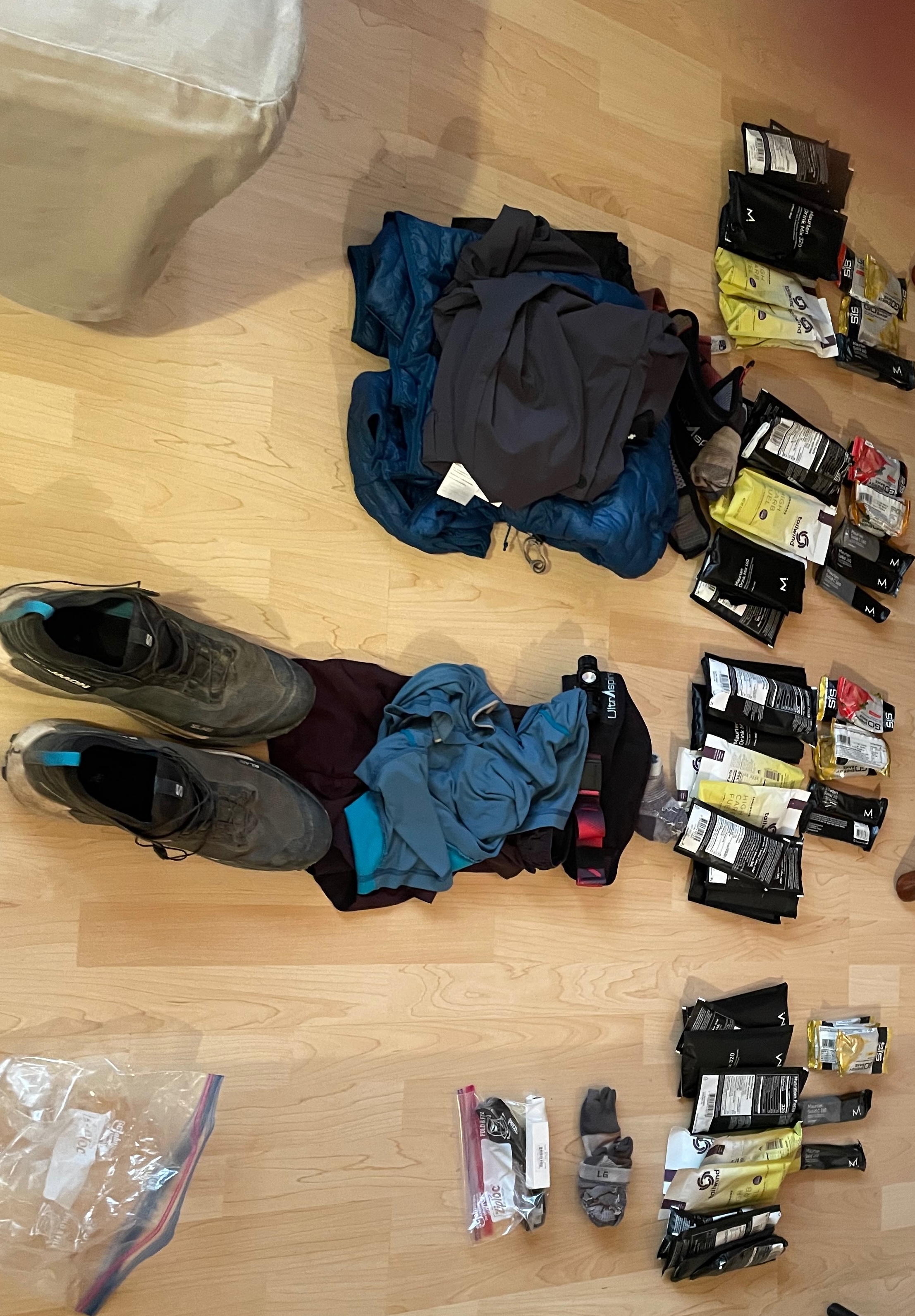 The contents of my drop bags